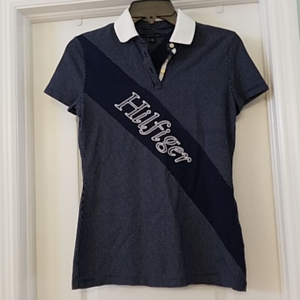 Tommy Hilfiger navy/white polo XS
